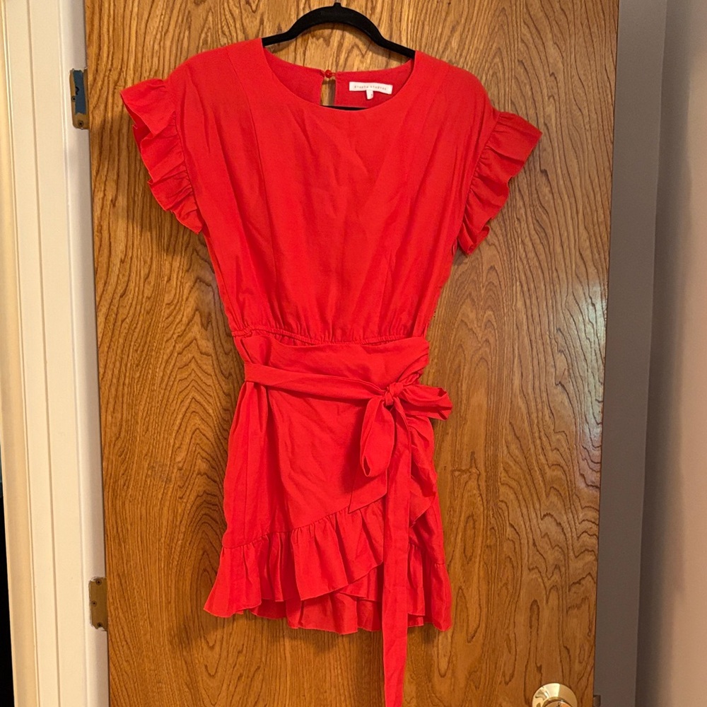 Women’s Etophe Stufios Red Ruffle Sleeve Tie Dress Size Small